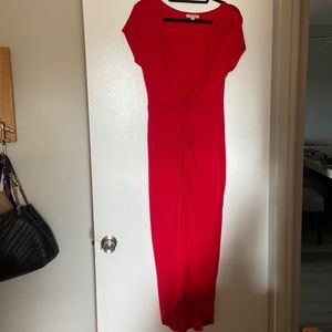 sexy red slit front short sleeve dress size large Brand new never worn